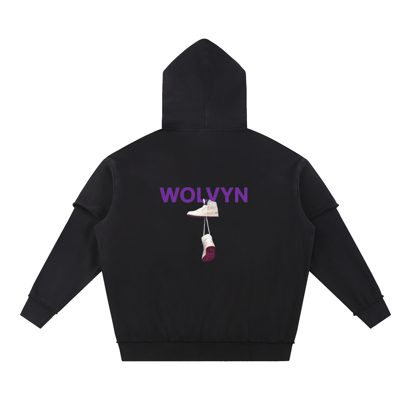 Wolvyn Sneakers Snow Washed Raw Edge Double Layered Hoodie - Wolvyn Apparel