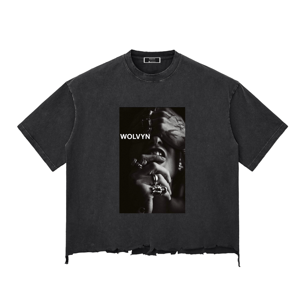 Wolvyn Snow Wash Raw - Hem Boxy T-shirt - Wolvyn Apparel