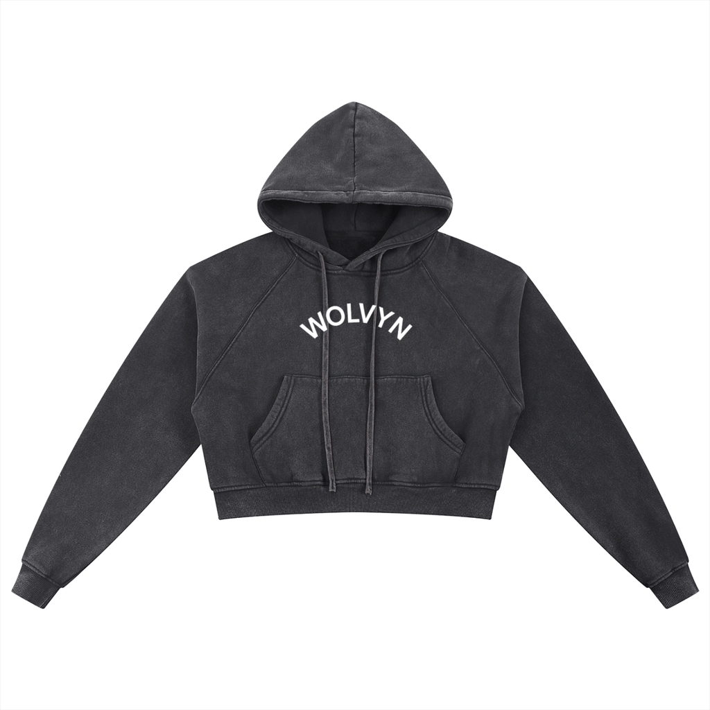 Wolvyn Snow Washed Cropped Hoodie - Wolvyn Apparel