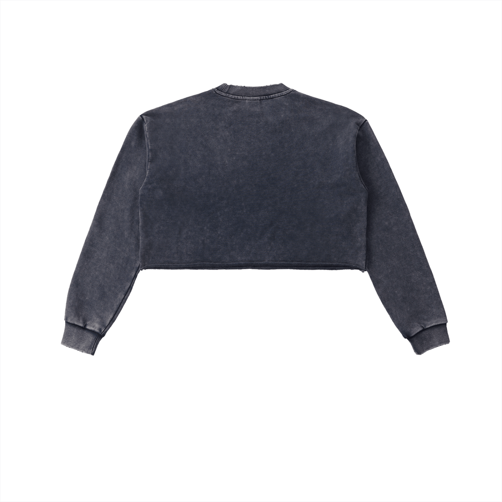 Wolvyn Snow Washed Raw Edge Cropped Sweatshirt - Wolvyn Apparel