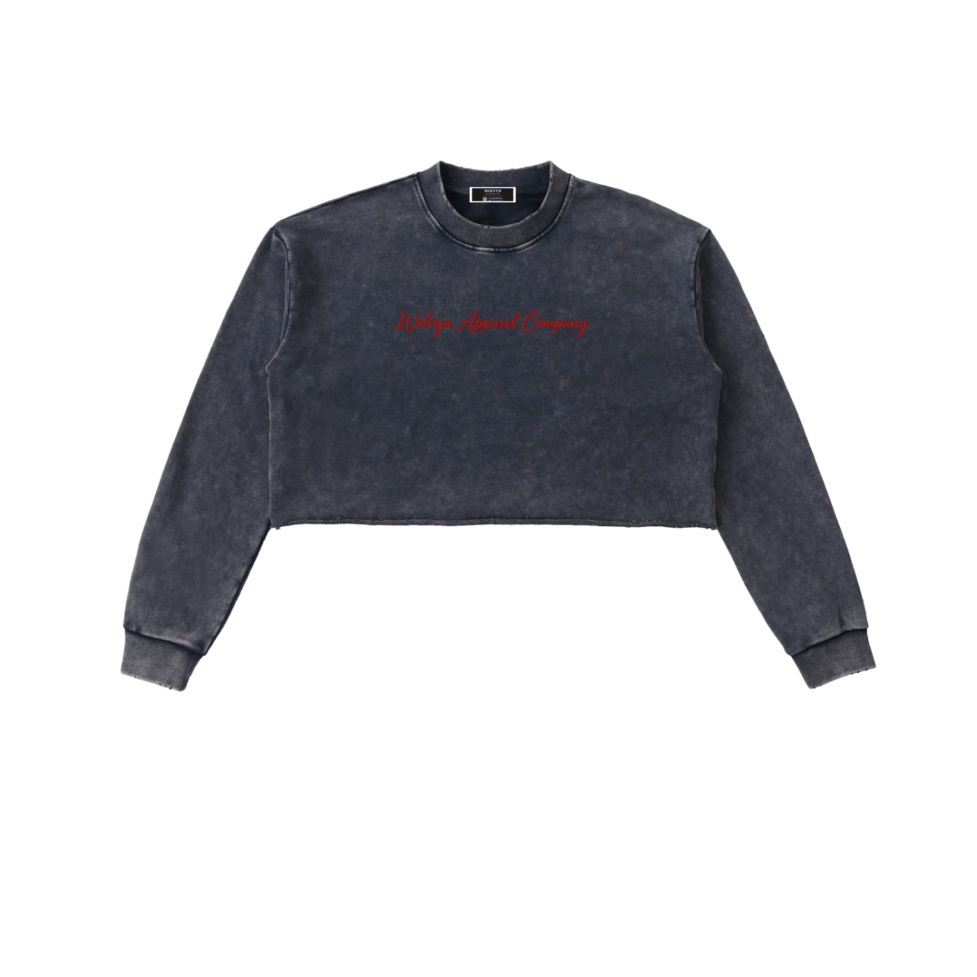 Wolvyn Snow Washed Raw Edge Cropped Sweatshirt - Wolvyn Apparel