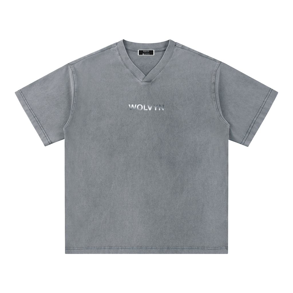 Wolvyn Snow Washed V - Neck Cotton T-Shirt - Wolvyn Apparel