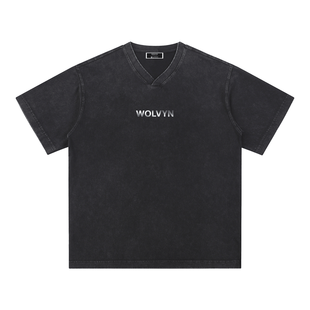Wolvyn Snow Washed V - Neck Cotton T-Shirt - Wolvyn Apparel