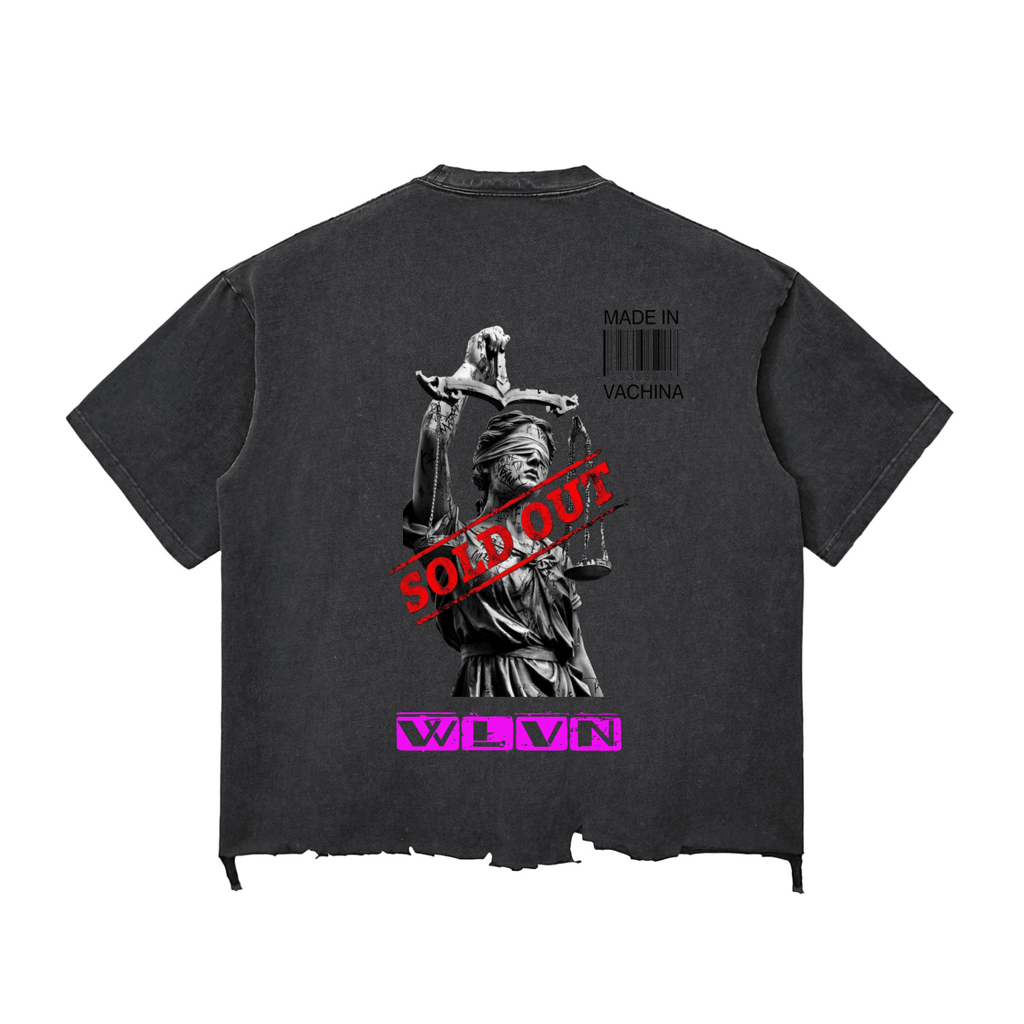 Wolvyn Sold Out Justice Snow Wash Raw - Hem Boxy T-shirt - Wolvyn Apparel