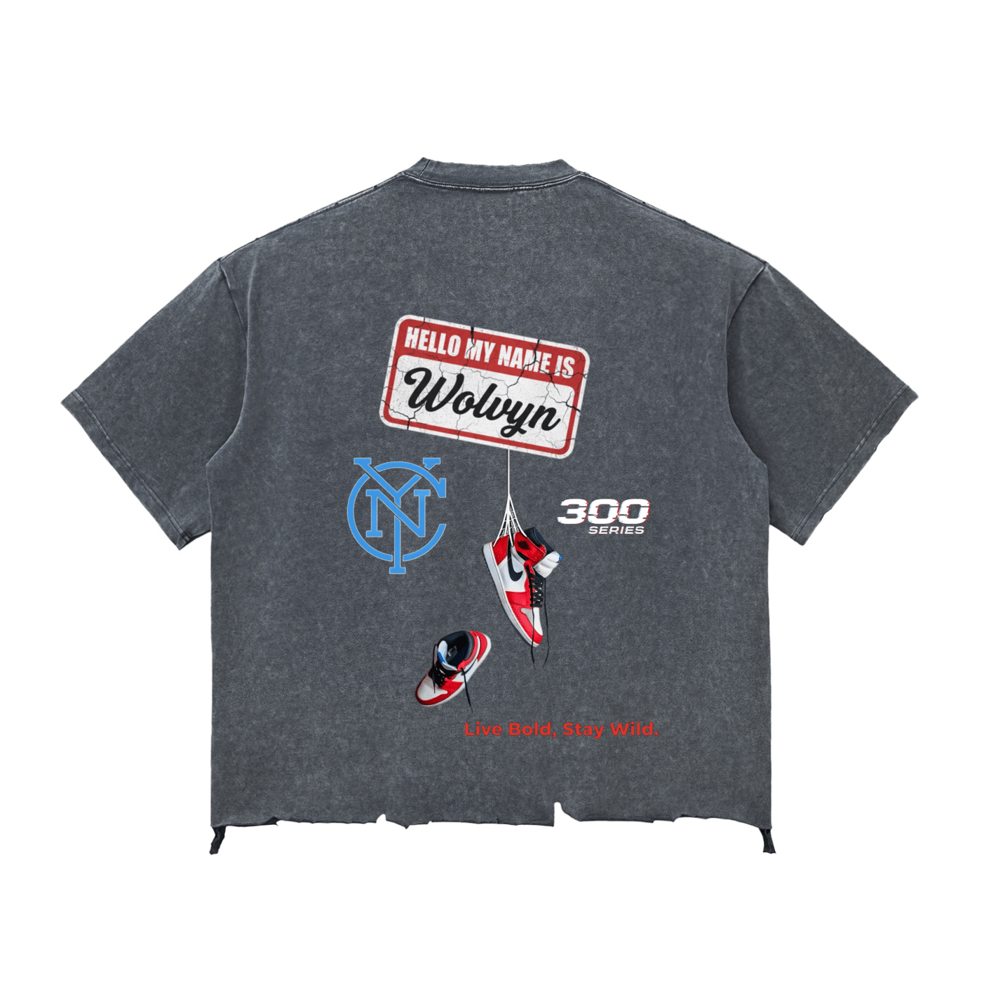 Wolvyn Spidey Snow Wash Raw - Hem Boxy T-shirt - Wolvyn Apparel