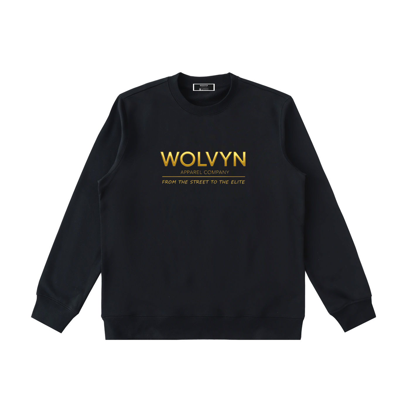 Wolvyn Street to Elite Heavyweight Crewneck unisex loose fit 85% cotton 15% polyester thick round-neck sweatshirt