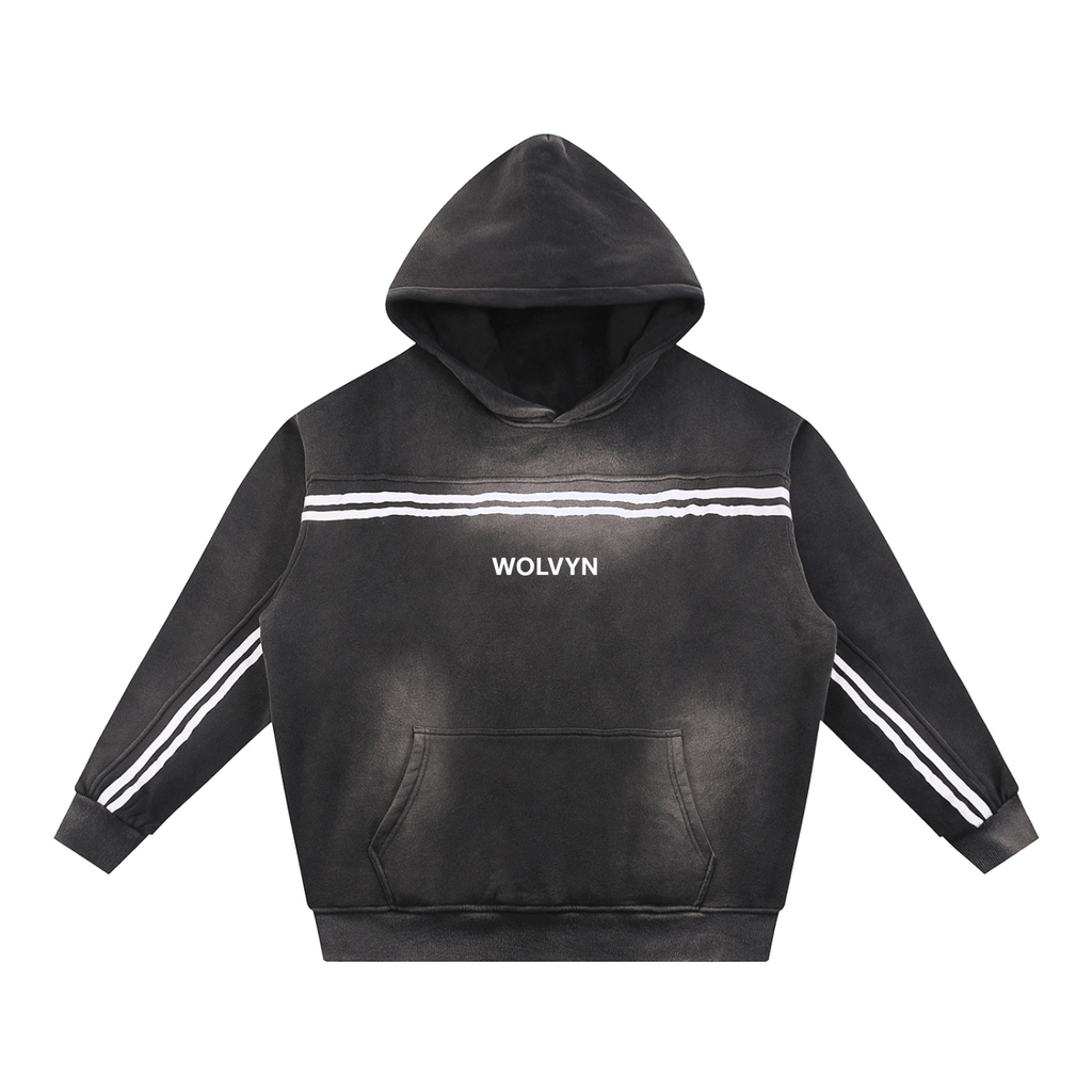 Wolvyn Strip Sun Fade Contrast Tape Fleece Hoodie - Wolvyn Apparel
