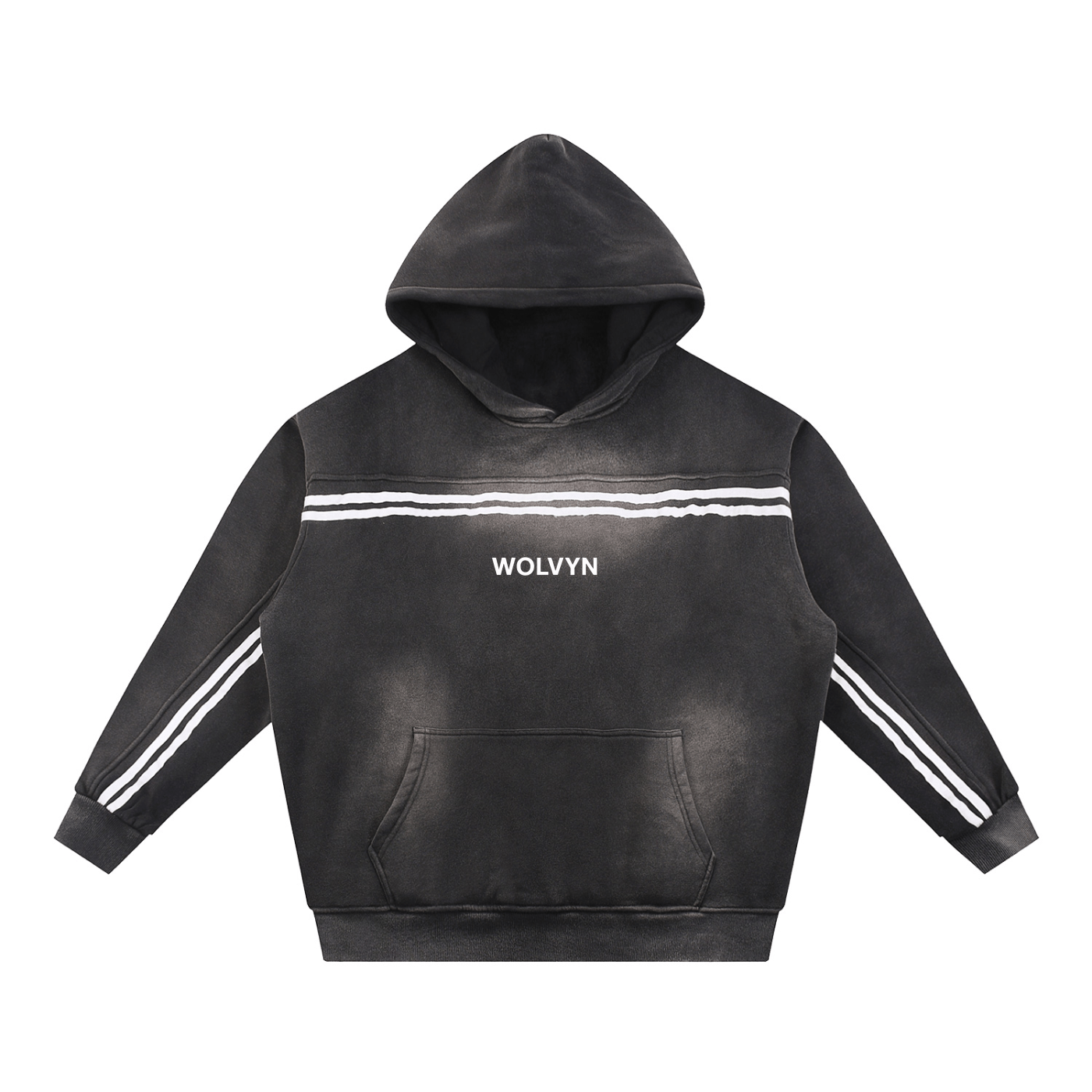 Wolvyn Strip Sun Fade Contrast Tape Fleece Hoodie - Wolvyn Apparel