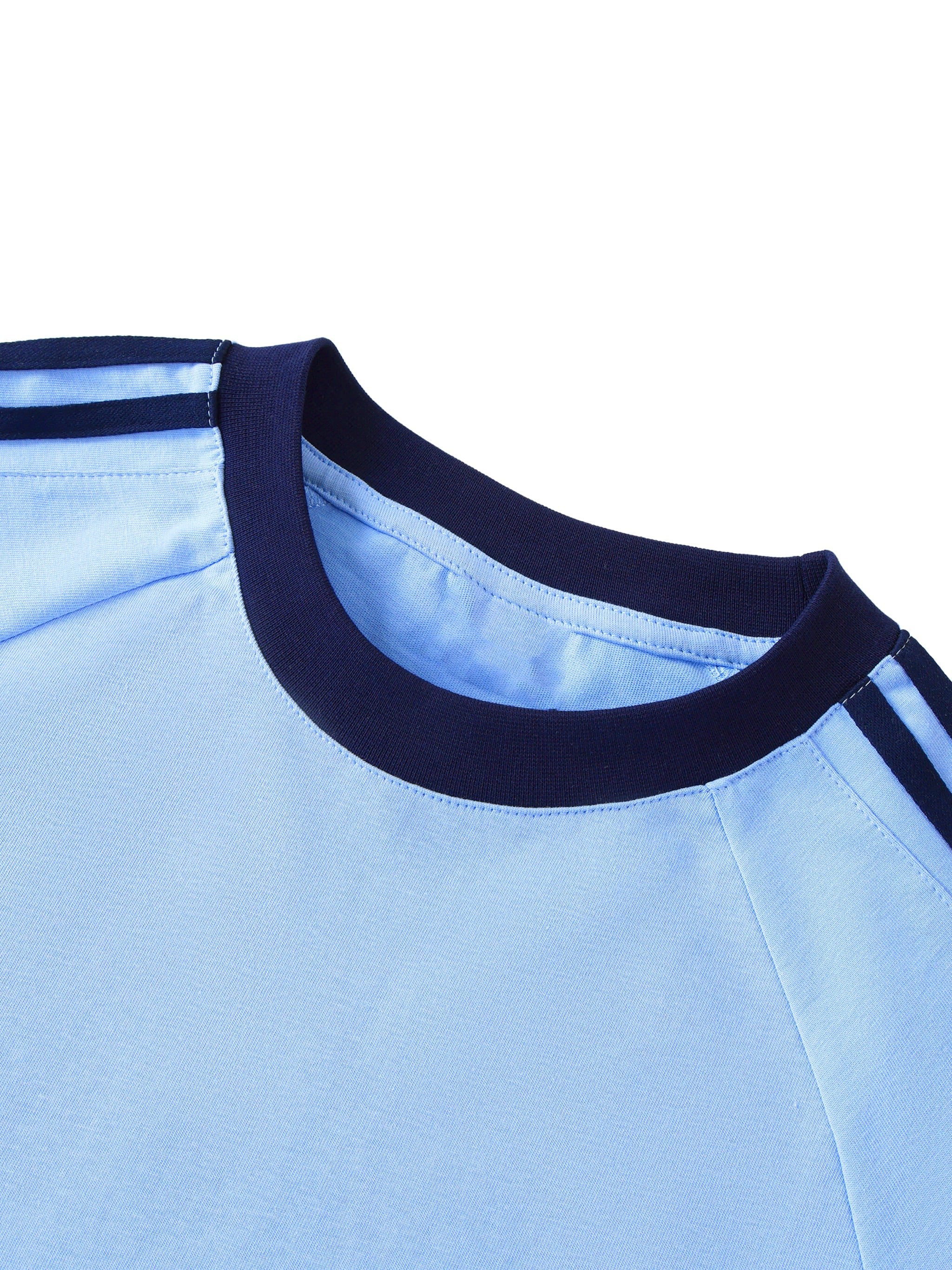 Wolvyn Tennis Club Contrast Tape Crewneck Cotton T-Shirt - Wolvyn Apparel