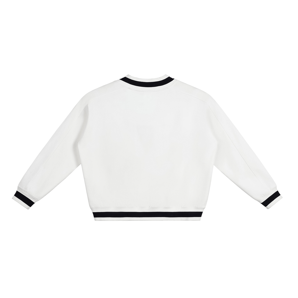 Wolvyn Tennis Club V - Neck Contrast Collar Boxy Sweatshirt - Wolvyn Apparel
