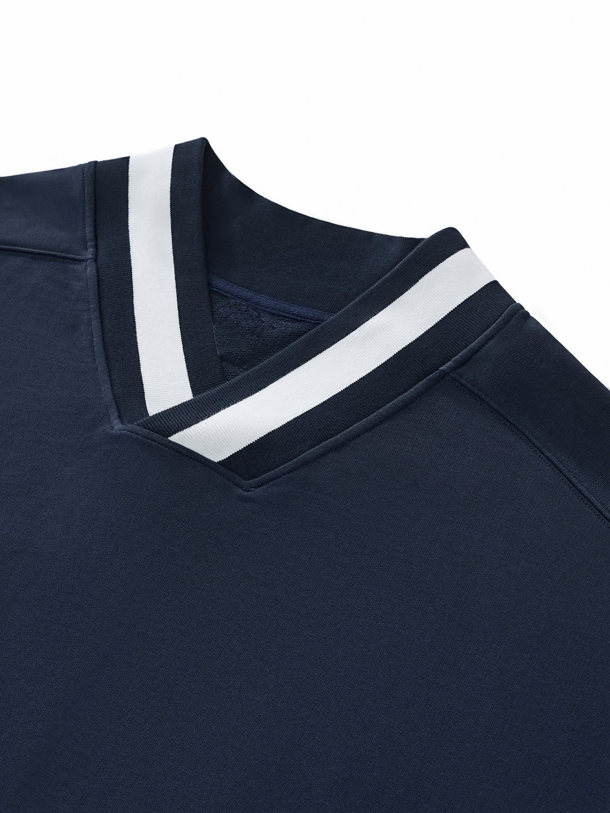 Wolvyn Tennis Club V - Neck Contrast Collar Boxy Sweatshirt - Wolvyn Apparel