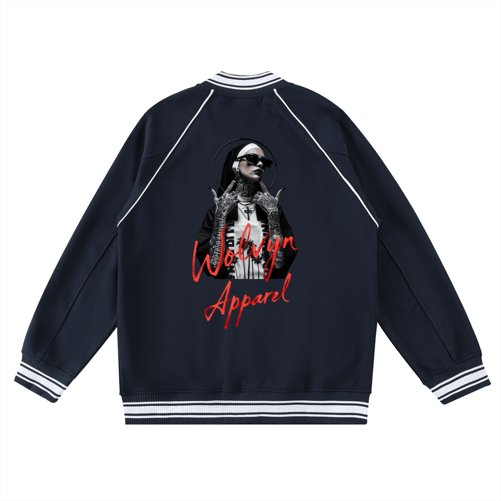 Wolvyn The Nun Contrast Trim Raglan Varsity Jacket - Wolvyn Apparel