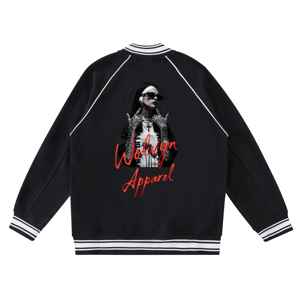 Wolvyn The Nun Contrast Trim Raglan Varsity Jacket - Wolvyn Apparel