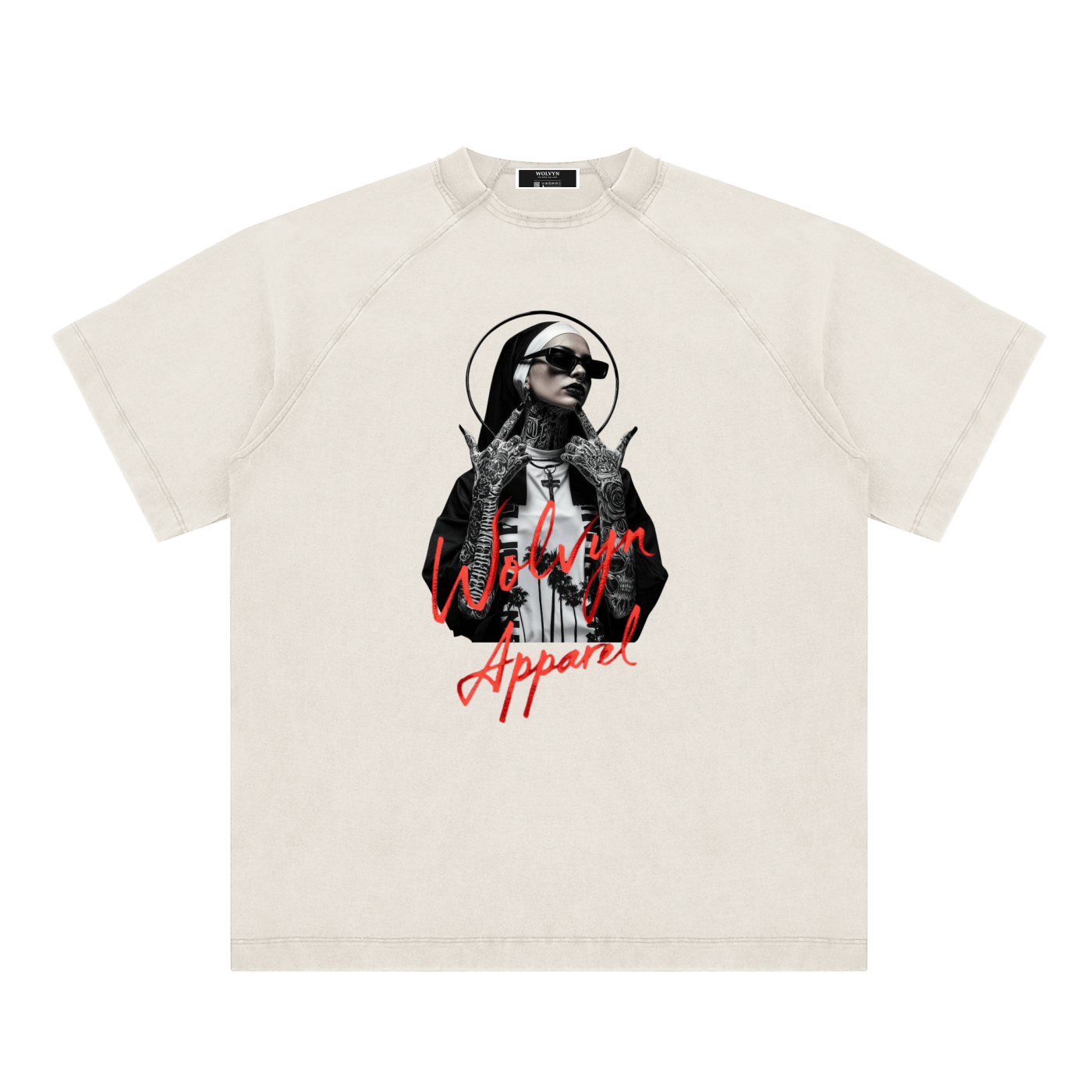 Wolvyn The Nun Vintage Washed Raglan Cotton T-Shirt - Wolvyn Apparel