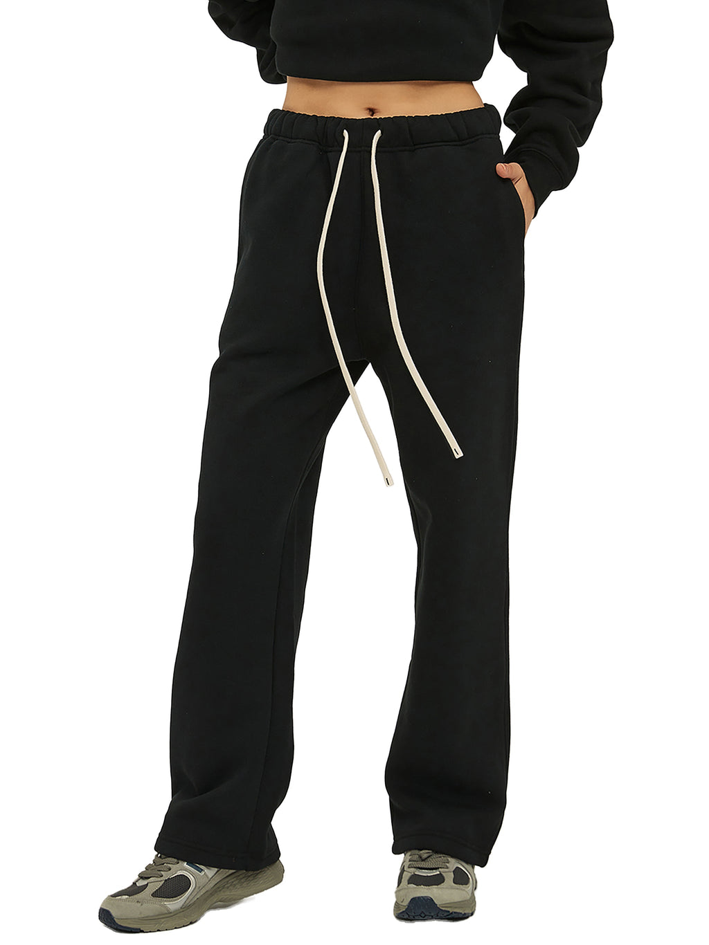 Wolvyn Unisex Solid Color Fleece Straight Leg Pants - Wolvyn Apparel
